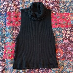 Le Lis Black Sleeveless Turtleneck Cowl Neck Sweater